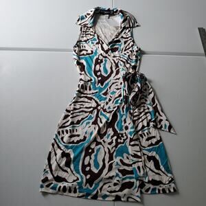 Diane Von Furstenberg Blue and Brown Mini Dress
